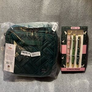 🌈 Lug Wickedly Green Skeeter Bridge  Crossbody Bag with Wicked for Good Pens